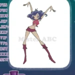 Icy Winx Club magical villain embroidery designs with spiky blue hair - Instant Download