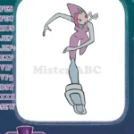 Stylish pink-haired anime girl in action pose embroidery designs - Instant Download