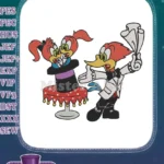 Woody Woodpecker Magician pulling bird from hat embroidery designs - Instant Download