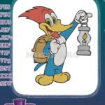 Woody Woodpecker Cartoon with Lantern and Backpack Embroidery Designs - Instant Download