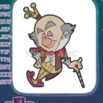 Regal Candy King Character Embroidery Designs with Crown and Staff - Instant Download