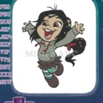 Happy Cartoon Girl Jumping Playful Embroidery Designs for Kids - Instant Download