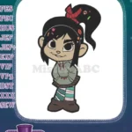 Cute Vanellope von Schweetz with candy hair and hoodie embroidery designs - Instant Download