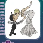 Classic Romantic Kissing Couple Elegant Evening Wear Embroidery Designs - Instant Download