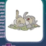 Thumper rabbit playing on back with flowers embroidery designs - Instant Download