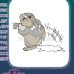 Playful Thumper Disney Bambi Rabbit Kicking Embroidery Designs - Instant Download