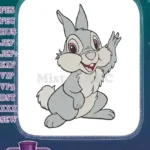 Cute Thumper Rabbit Waving Disney Cartoon Embroidery Designs - Instant Download