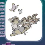 Playful Thumper and Baby Bunnies Running with Butterflies Embroidery Designs - Instant Download
