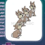 Adorable brown and white bunny rabbit sisters embroidery designs - Instant Download