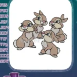 Four Cute Baby Bunny Rabbit Cartoon Embroidery Designs - Instant Download