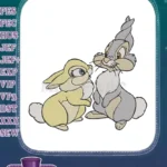 Thumper and Miss Bunny cute cartoon rabbits embroidery designs - Instant Download