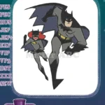 Dynamic Batman and Batgirl superhero cartoon embroidery designs - Instant Download