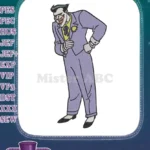 Classic Joker Supervillain Smiling Face Embroidery Designs - Instant Download