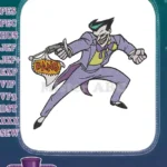 Joker Batman villain with bang gun flag embroidery designs - Instant Download