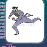 Animated Joker in purple suit running menacingly embroidery designs - Instant Download