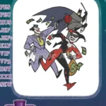 Joker Harley Quinn Batman money heist crime scene embroidery designs - Instant Download