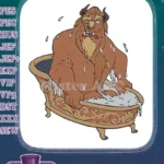 Grumpy Beast taking a bath Disney embroidery designs - Instant Download