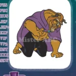 Disney's Beast character kneeling with cape embroidery designs - Instant Download
