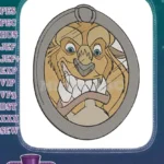 Disney's Beast Snarling Face Embroidery Designs in a Round Frame - Instant Download