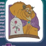 Sad Beast and enchanted rose with falling petals embroidery designs - Instant Download