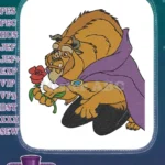 Disney Beast with Enchanted Rose embroidery designs purple cape - Instant Download