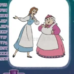 Belle and Mrs Potts enchanting animated character embroidery designs - Instant Download
