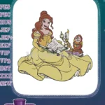 Disney Princess Belle reading book with Lumiere Cogsworth embroidery designs - Instant Download
