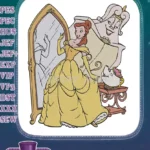 Belle Yellow Gown Mirror Mrs Potts Wardrobe Disney Embroidery Designs - Instant Download