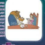 Belle and Beast with Mrs Potts Chip Dinner Scene Embroidery Designs - Instant Download