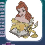 Belle and Lumiere Reading Book Disney Princess Embroidery Designs - Instant Download