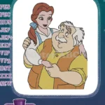 Disney Princess Belle and Maurice father daughter embroidery designs - Instant Download