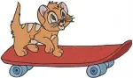 Oliver And Company - Oliver The Orange Kitten - Adorable Playful Cat Poses And Skateboard Fun - Filled Embroidery Design - 4356