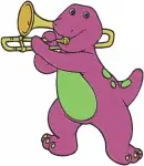 Barney The Purple Dinosaur Various Poses Waving And Playing Trumpet Clip - Filled Embroidery Design - 853