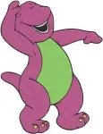 Barney The Purple Dinosaur Various Poses Waving And Playing Trumpet Clip - Filled Embroidery Design - 854