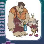 Wreck-It Ralph giving King Candy a gold medal embroidery designs - Instant Download