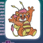 Cute Cartoon Bee Monster Waving Hands Embroidery Designs - Instant Download