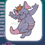 Playful Purple Elephant with Orange Hair Cartoon Embroidery Designs - Instant Download