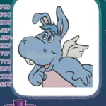 Cute Blue Cartoon Donkey Bunny with Wings Embroidery Designs - Instant Download