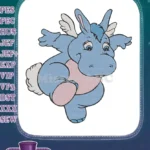 Happy Blue Chubby Winged Bunny Fantasy Character Embroidery Designs - Instant Download