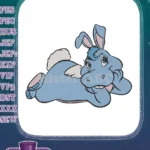 Cute Blue Winged Hippo Bunny Embroidery Designs - Instant Download