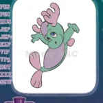 Whimsical green and purple cartoon sea creature embroidery designs - Instant Download