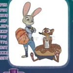 Zootopia Judy Hopps Officer and Duke Weaselton Donut Fun embroidery designs - Instant Download