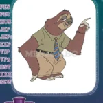Zootopia Flash sloth character pointing funny animal embroidery designs - Instant Download