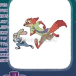 Disney Zootopia Nick Wilde Judy Hopps energetic running embroidery designs - Instant Download
