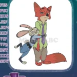 Happy Judy Hopps hugging grumpy Nick Wilde fox Zootopia embroidery designs - Instant Download