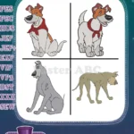 Oliver And Company - Dodger - Rita The Saluki - Tito The Chihuahua - Einstein The Great Dane - Gang Dogs - Filled Embroidery Design - Instant Download