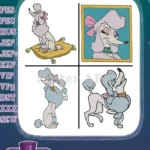 Oliver And Company - Georgette The Pampered Poodle - Elegant Show Dog Poses And Portrait - Disney Canine - Filled Embroidery Design - Instant Download