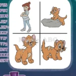 Oliver And Company - Oliver The Kitten And Jenny Foxworth Girl - Cute Cat And Owner Interactions - Filled Embroidery Design - Instant Download