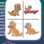 Oliver And Company - Oliver The Orange Kitten - Adorable Playful Cat Poses And Skateboard Fun - Filled Embroidery Design - Instant Download