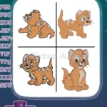 Oliver And Company - Oliver The Cute Orange Tabby Kitten - Various Sweet Poses - Disney Feline - Filled Embroidery Design - Instant Download